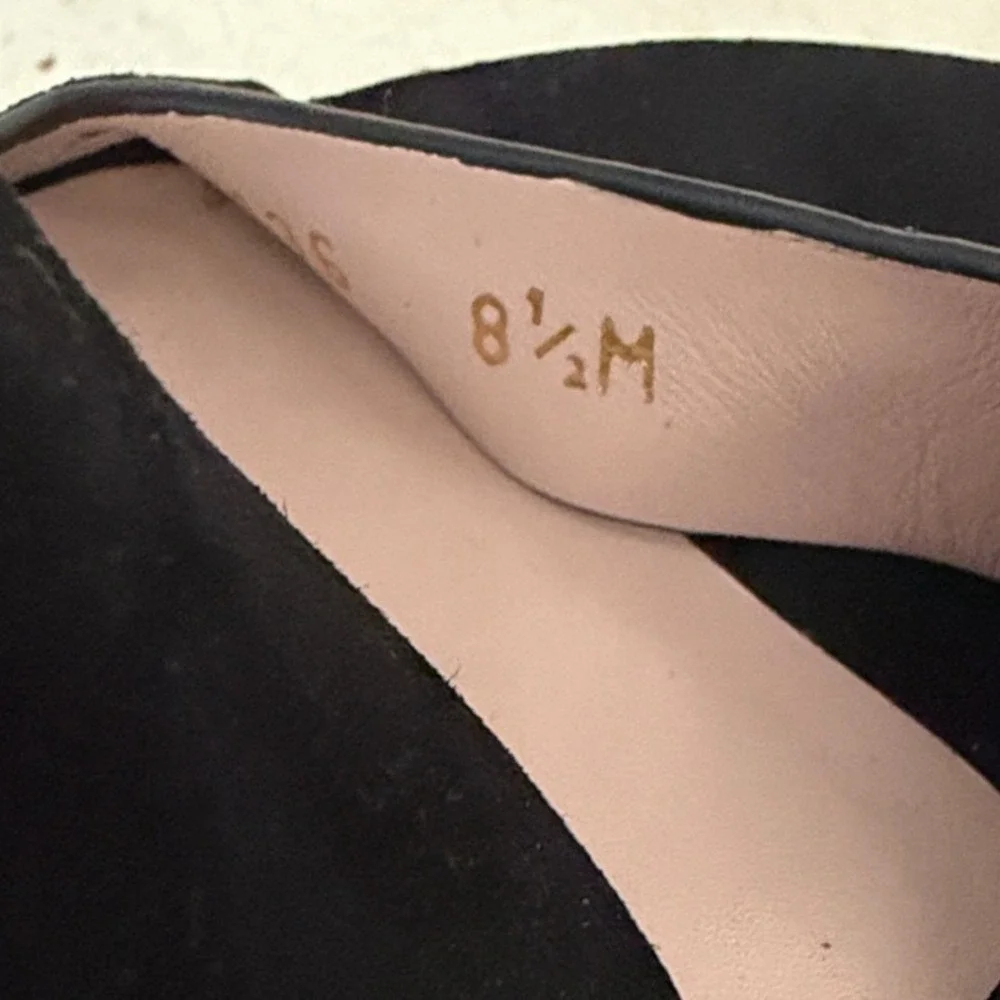 Stuart Weitzman Women Sz 8.5 Black Suede Platform Slingback Heels Gold‎ Buckle